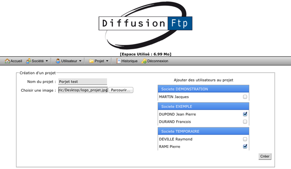 Cr&eacute;ation d'un projet