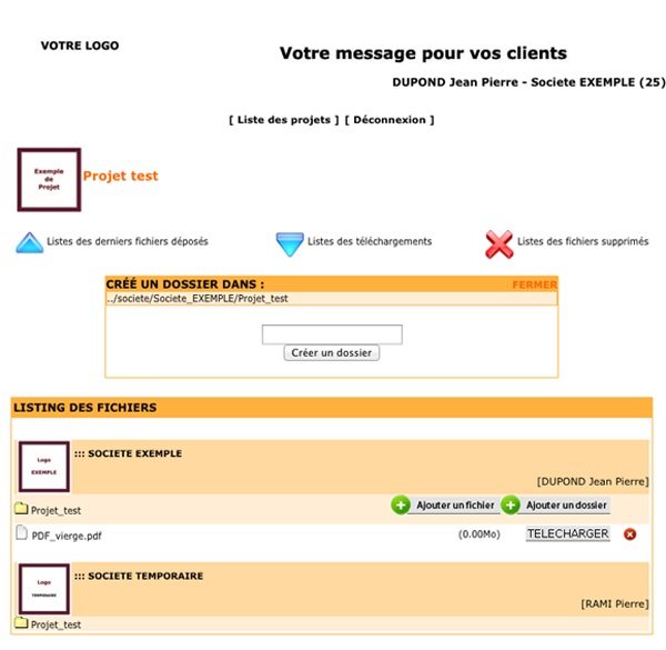 Cr&eacute;ation d'un dossier