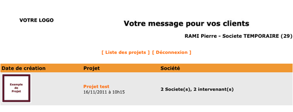 Listing des projets pour un utilisateur